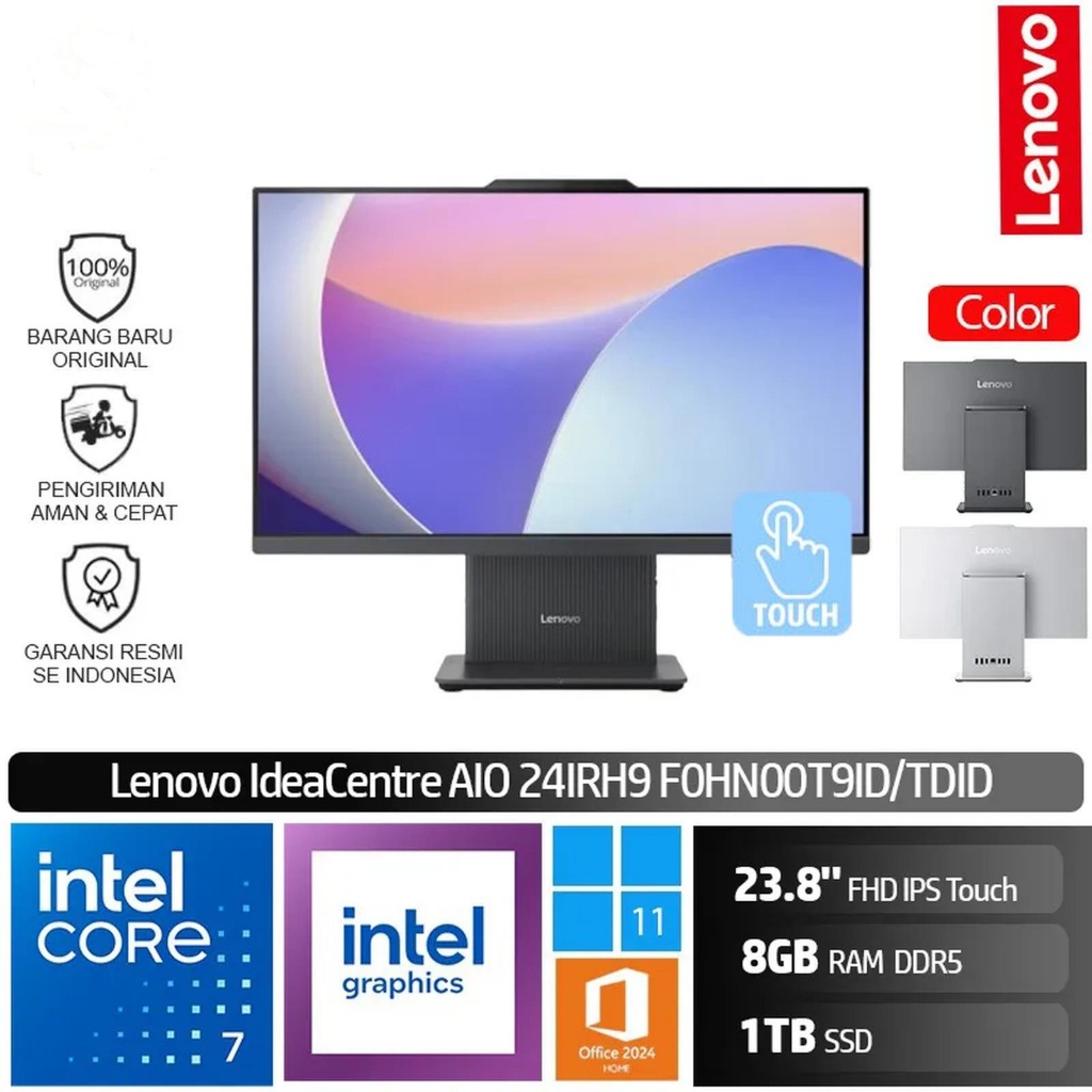 LENOVO PC IC AIO T9ID TDID Intel Core 7 240H/8GB/1TB SSD/23.8" IPS Touch/W11 - Cloud Grey - T9ID