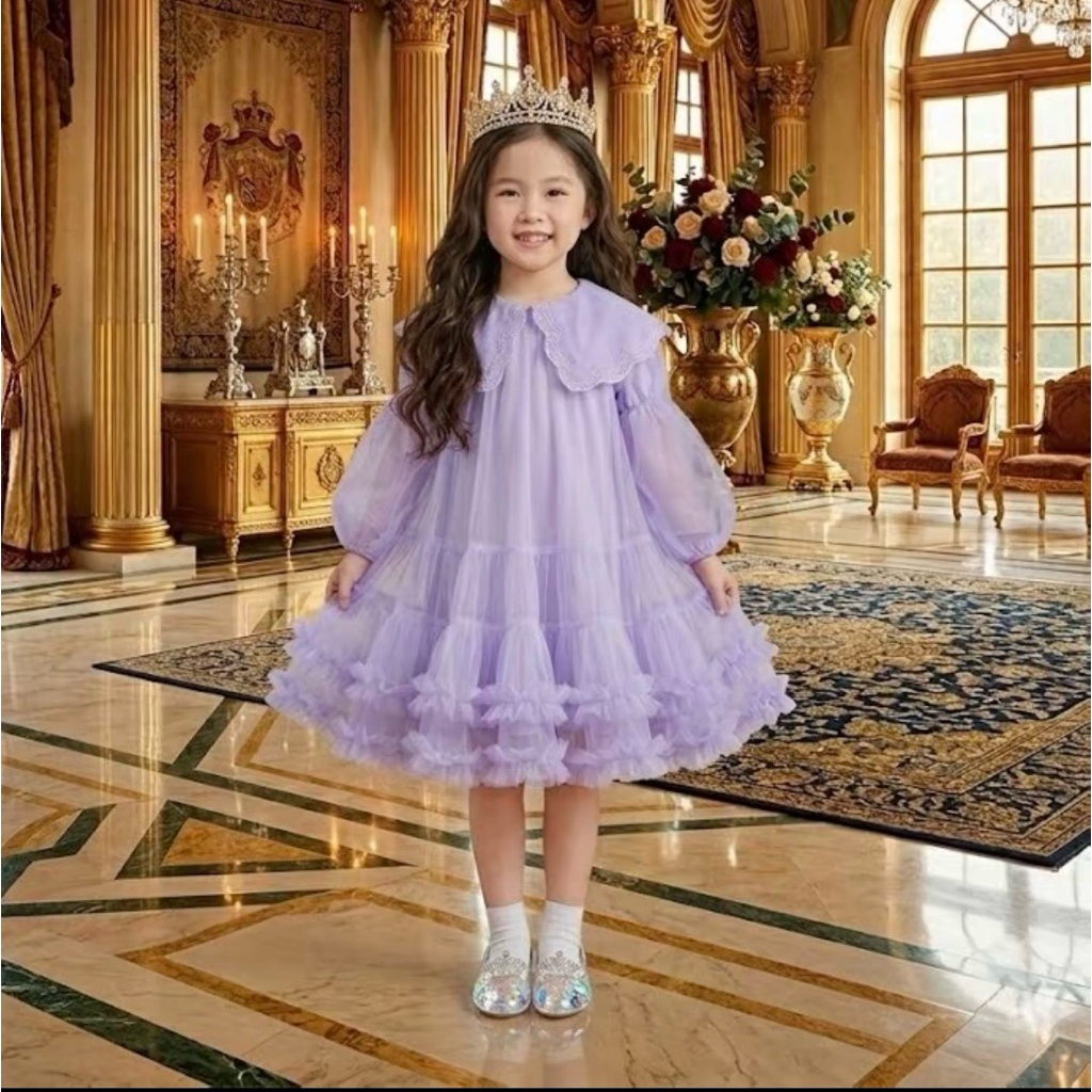 Gaun Lebaran Ungu Balon Mewah