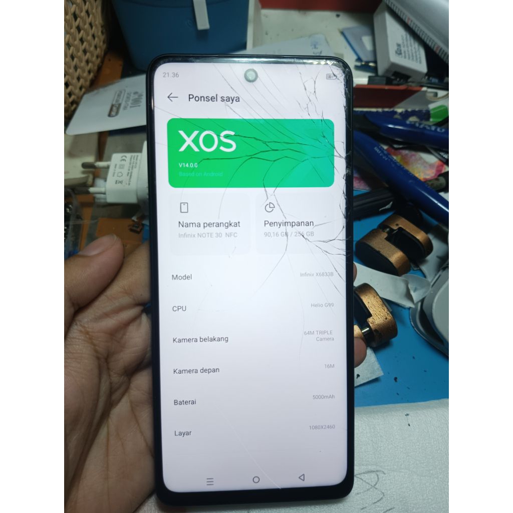 LCD ORIGINAL INFINIX NOTE 30 copotan minus tc retak