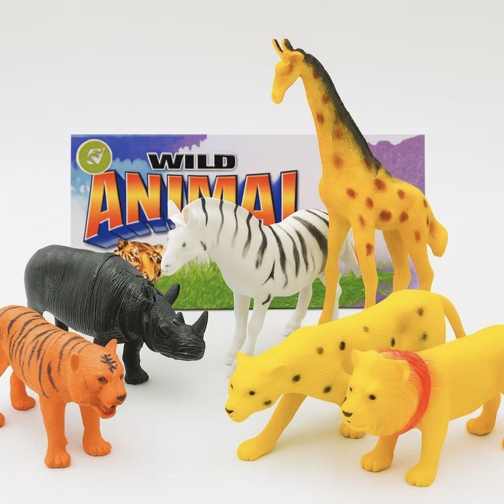 Mainan Anak Figure Animal Premium Jumbo / Animal Isi 6PCS / Mainan Binatang Karet Wild Animal