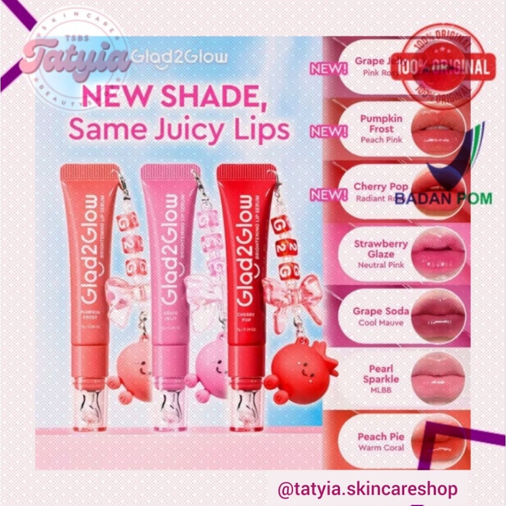 [NEW SHADE MAR26] Glad2Glow G2G Brightening Lip Serum 3in1 Pelembab Bibir 01 STRAWBERRY GLAZE (PINK)