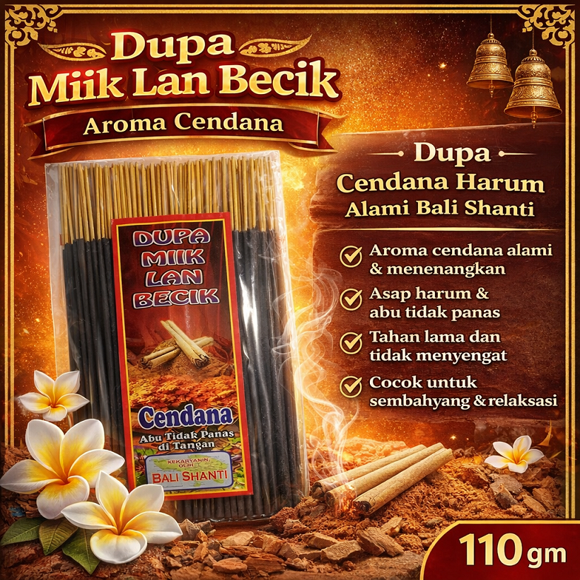 Dupa Miik Lan Becik Cendana 100g – Dupa Wangi Relaksasi & Sembahyang Bali Shanti