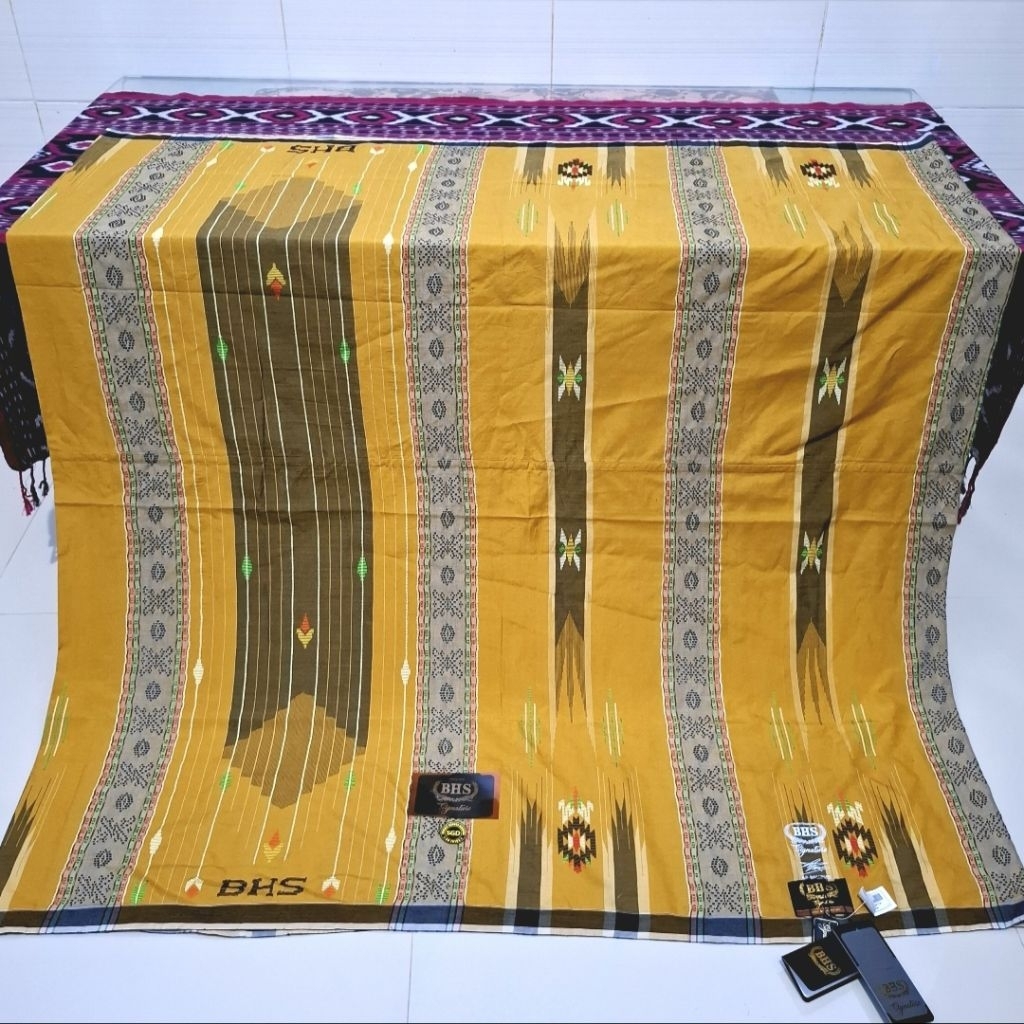 Sarung BHS Signature SGD Gold Lawas Warna Kuning Sutra Spunsilk Jahit Tengah ATBM Limited