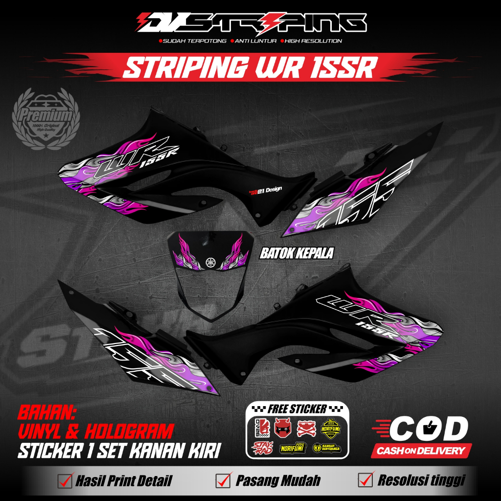 STRIPING STICKER WR 155 MOTIF ARAI | Striping Holoram Yamaha WR 155 | Sticker Variasi WR 155