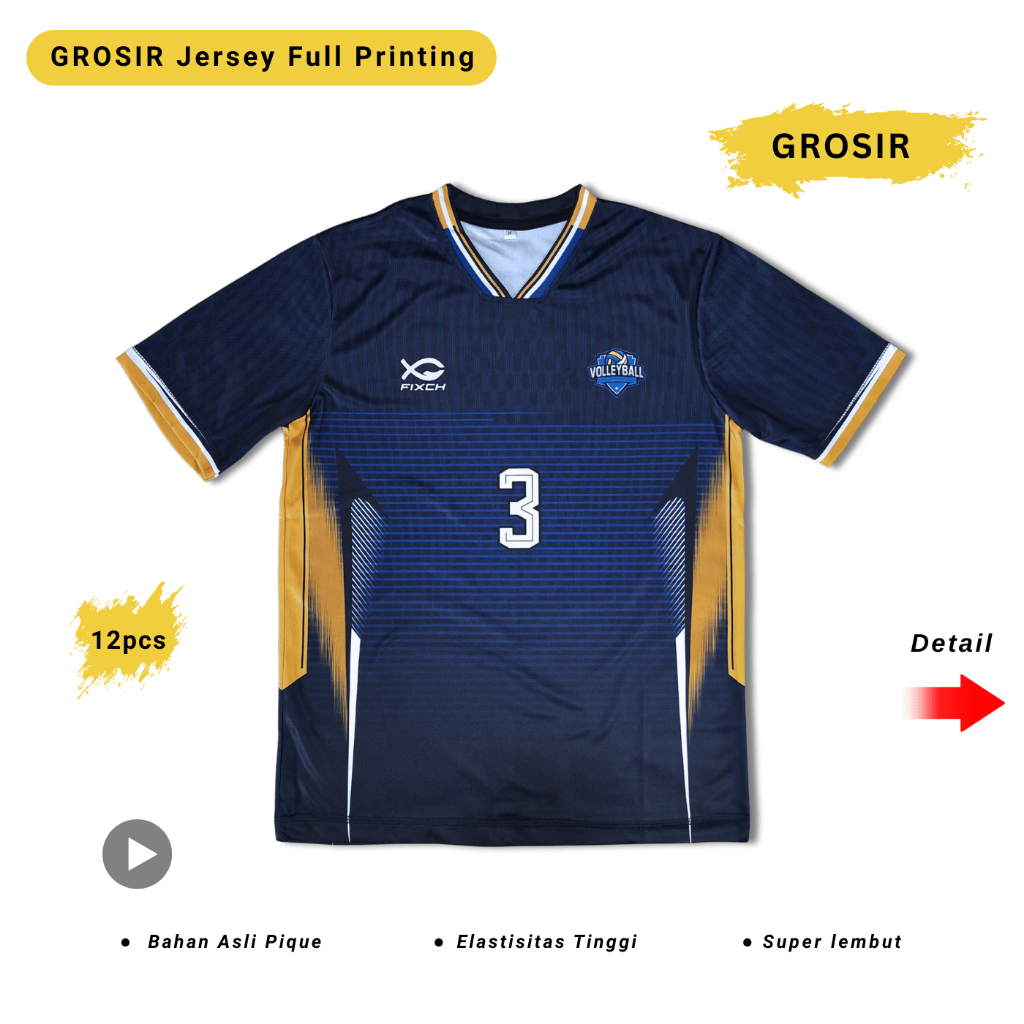 ( Bisa COD ) Grosir Lusinan Jersey Voli Full Printing Pria Wanita Baju Kaos  Volly Ball Cewek Cowok 