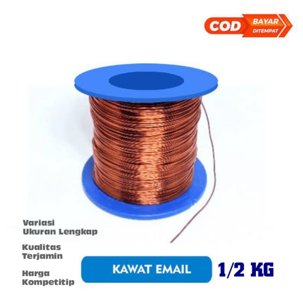 Kawat tembaga email 0,12mm - 5.00mm Per 1/2 kg