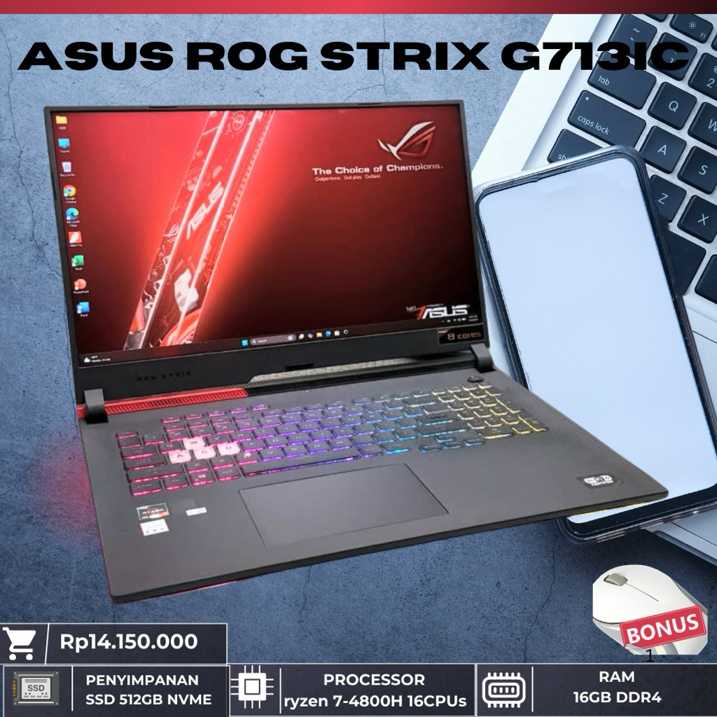 Asus ROG Strix G713iC ryzen 7 , rtx 3050ti