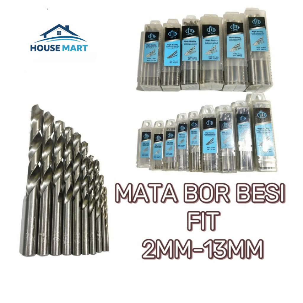 FIT MATA BOR BESI 10MM - 13MM LENGKAP BAGUS DRILL BIT MATABOR BESI FIT / MATA BOR BESI FIT / MATA BO