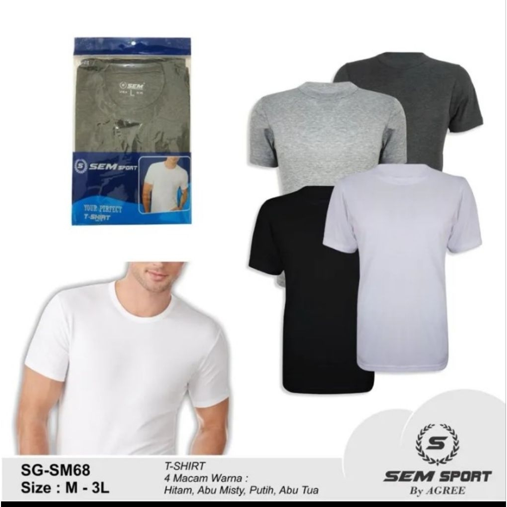 SEM SPORT Kaos Oblong Pria Kaos Dalam Pria Kaos Oblong Sem Sport (isi 1pcs)