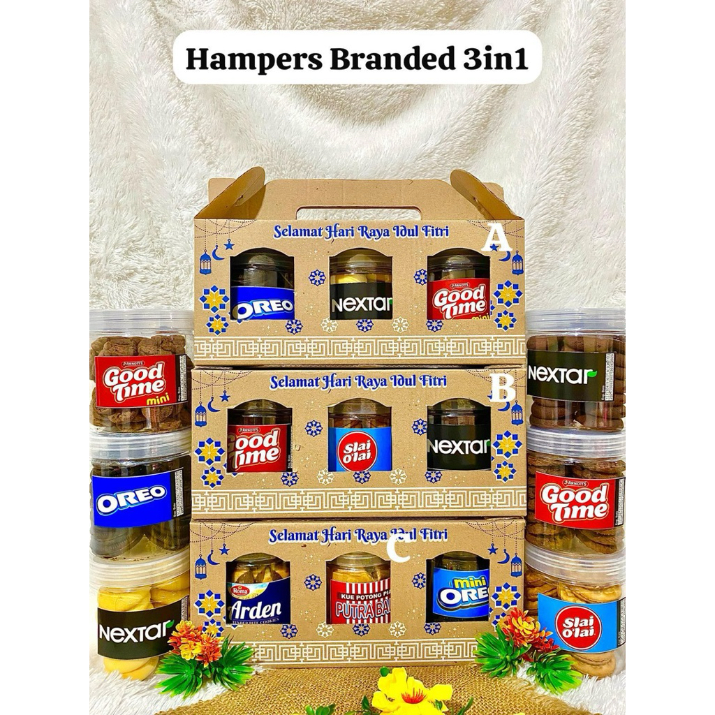 Hampers Lebaran Snack Branded 3in1 | Parcel Idul Fitri Isi Oreo Nextar Good Time Slai O’lai | Hamper