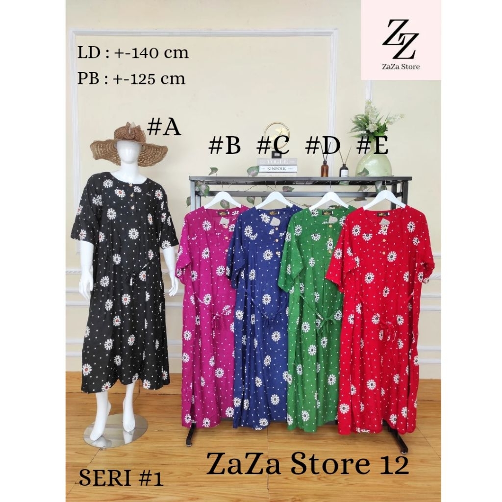 SACKDRESS MARIA KANCING JUMBO (MOTIF TERBARU)-----DASTER RAYON PREMIUM/DASTER BUMIL/DASTER BATIK 100