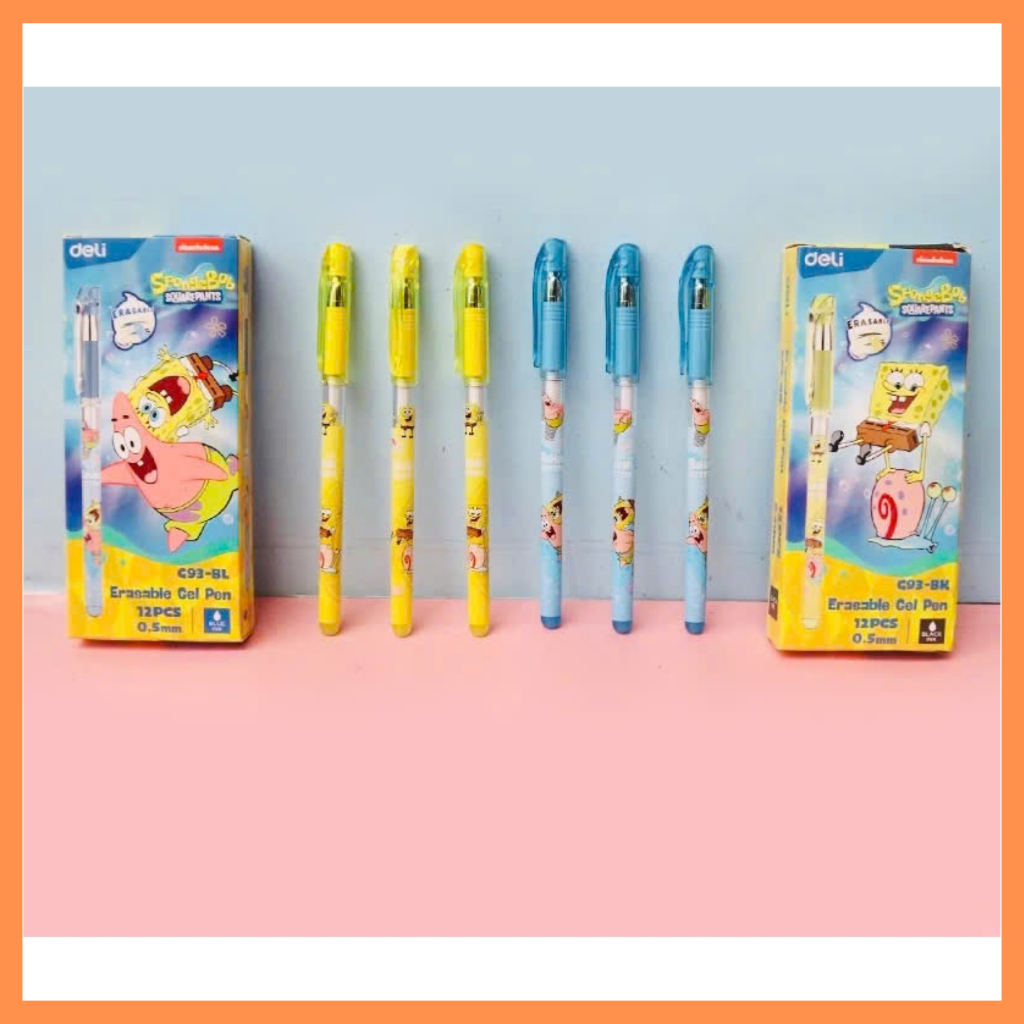 DELI Pena erasable/bisa di hapus 0.5 hitam dan biru ( pcs )