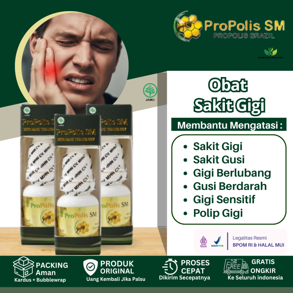 Propolis SM Obat Sakit Gigi Berlubang Sakit Gusi Bengkak Gigi Ngilu Obat Kumur Sakit Gigi Isi 6 Ml