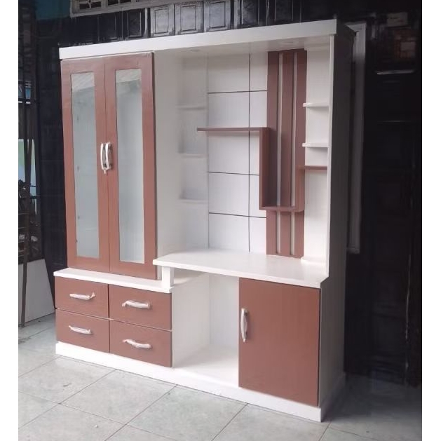 Lemari Hias Buffet TV Kristal 4 / 5 Pintu Sekat Ruangan KAYU ED