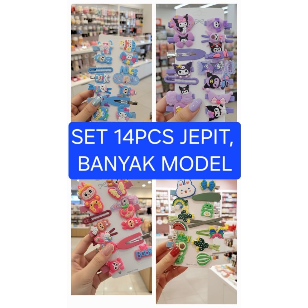 MOLIESTORE | 14pcs jepit anak /jepit rambut anak set / jepit rambut import
