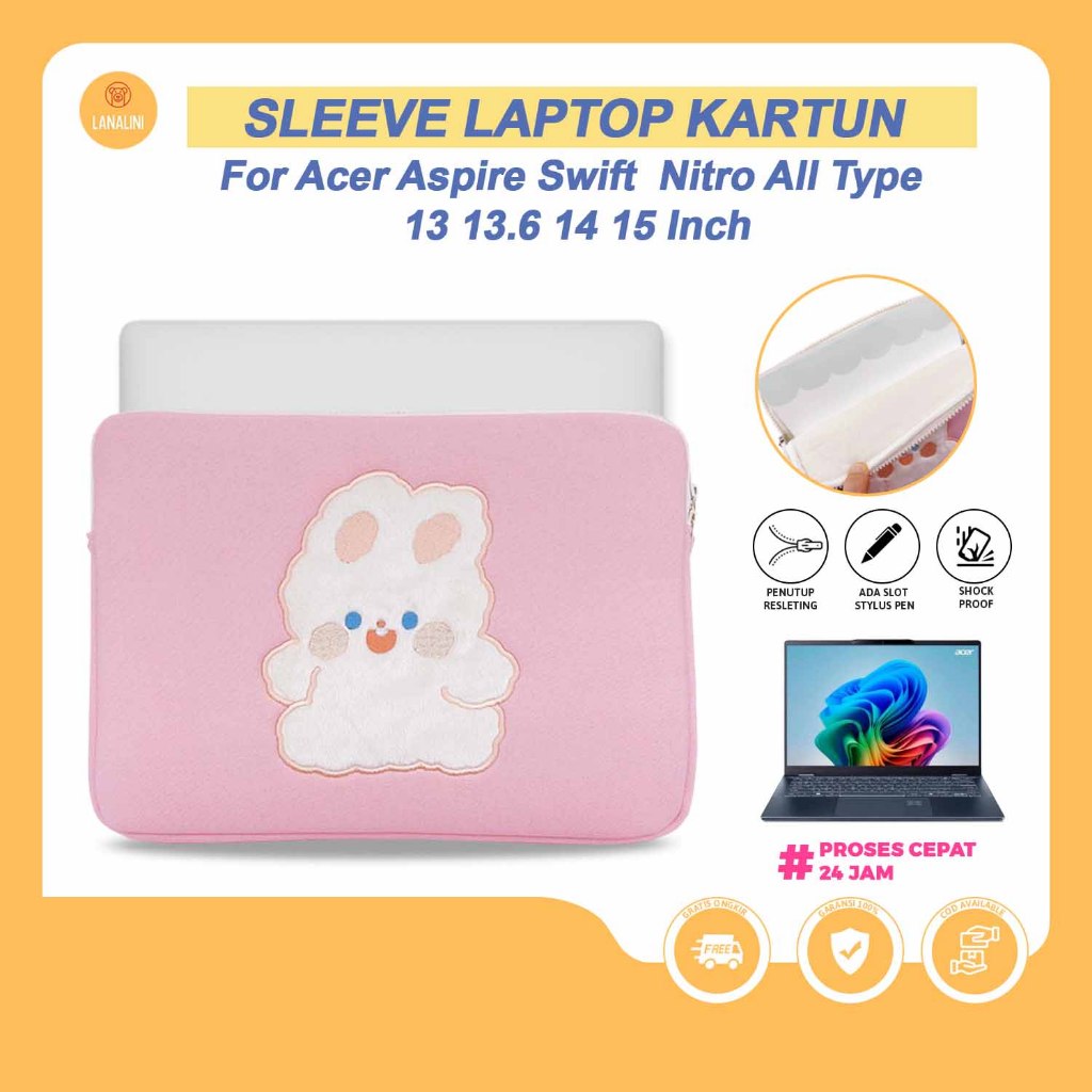 Sleeve Laptop Scratch-Proof Pink Acer Swift Aspire Nitro Go 13 14 15.6 Inch Pouch Sarung Pastel Cute