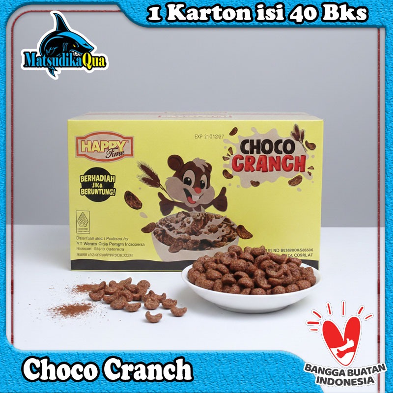 Snack Choco Crunch Happy Time 1 Karton Isi 40 Bungkus Sereal Coklat Renyah Cemilan Anak Snack Coklat
