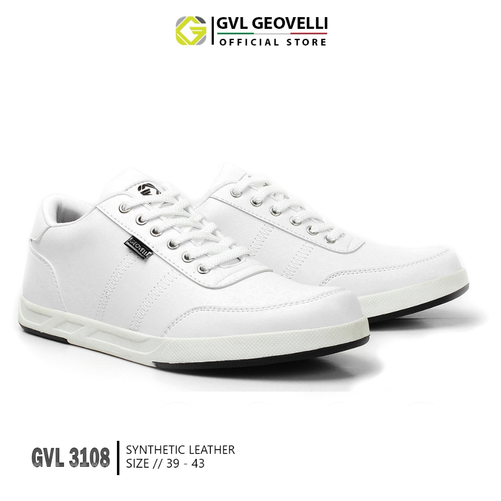 GVL Geovelli Sepatu Sneakers Casual Pria Warna Putih