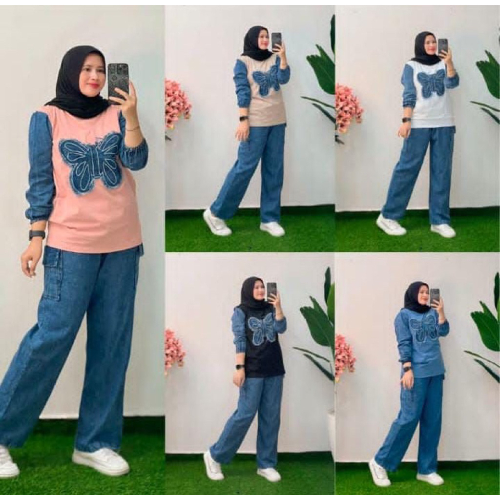 set kaos combed jeans