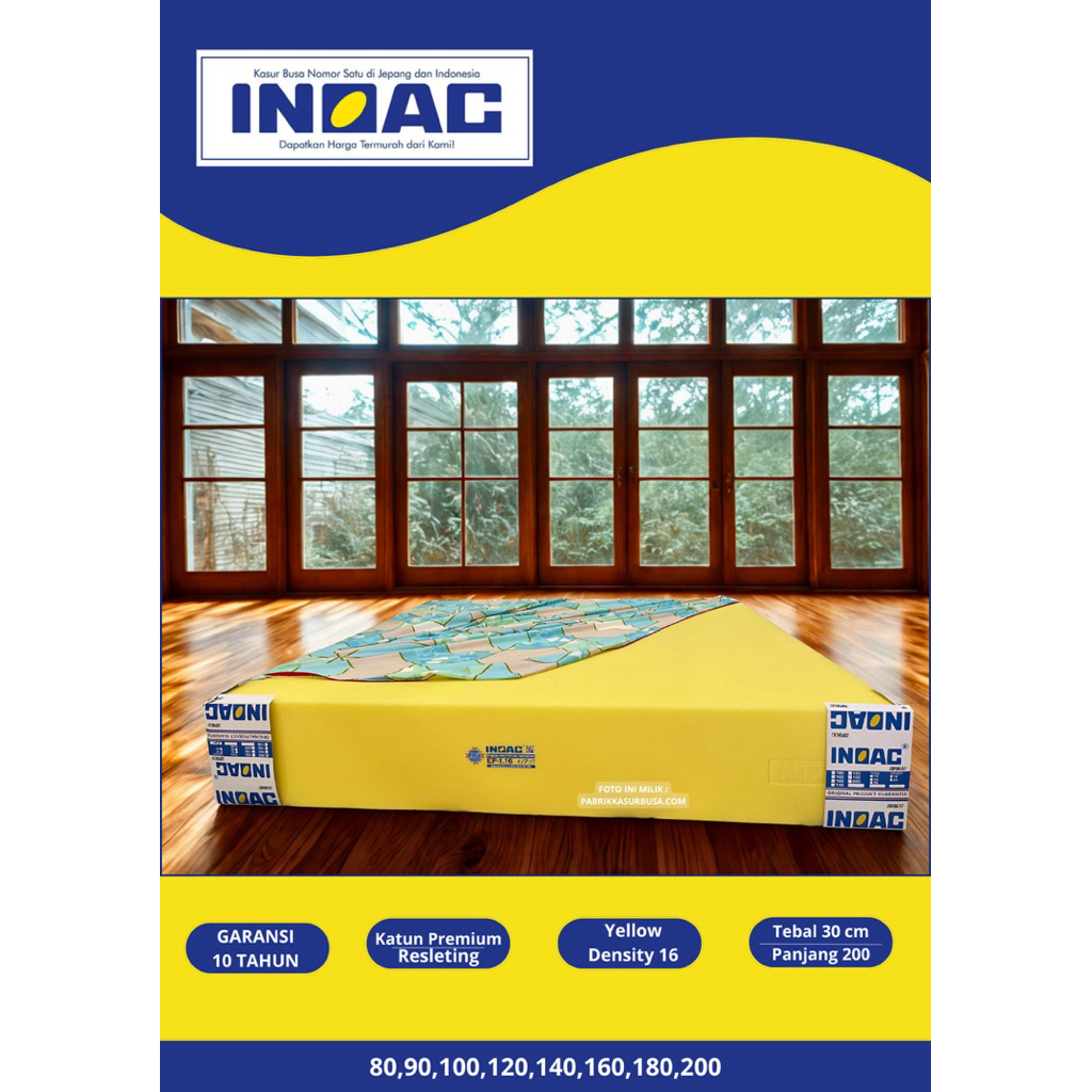 Kasur Busa INOAC Original Tebal 30cm 140x200x30  160x200x30  180x200x30  GARANSI 15 Tahun D 16 Ukura