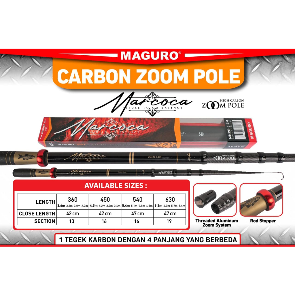 Joran MAGURO MARCOCA || 360 450 540 630 || Tegek Teleskopik || Zoom Pole