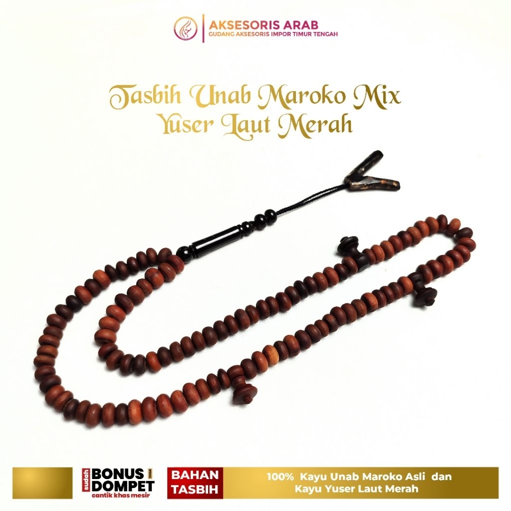 Tasbih Unab Maroko Mix Yuser Laut Merah Asli