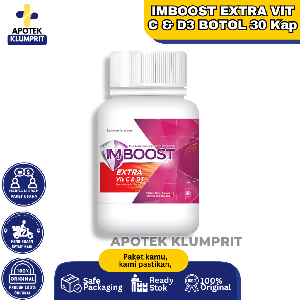 Imboost Extra Vit C Dan D3 Suplemen Daya Tahan Tubuh 30 Tablet Suplemen Imunomodulator Untuk Meningk