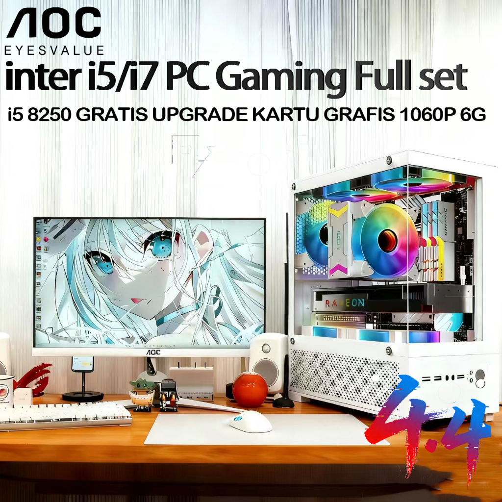 AOC PC intel i5/i7 PC Gaming full set 3/5Jut Desain Perakitan Desktop Rumah Komputer Kantor