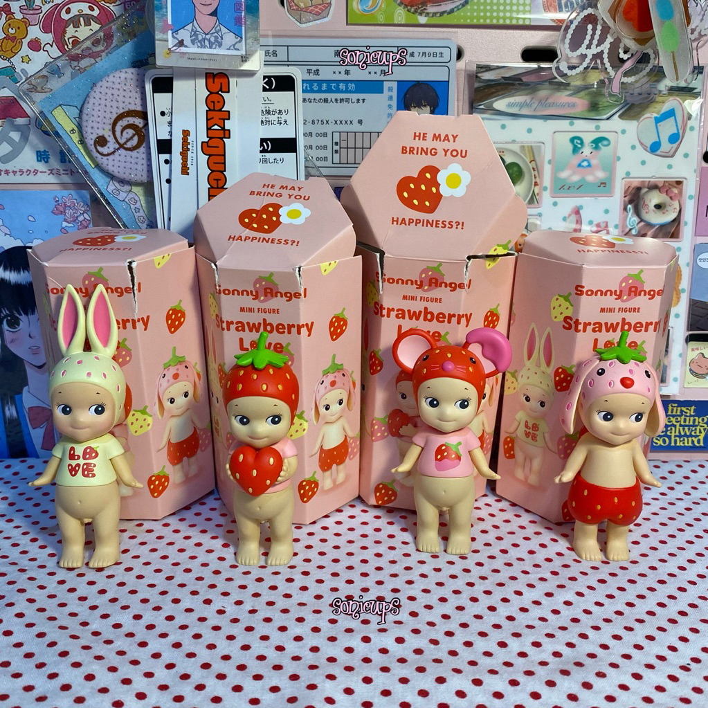 [baca desk] Sonny Angel Strawberry original unsealed Lopear, Mouse, Strawberry, Rabbit