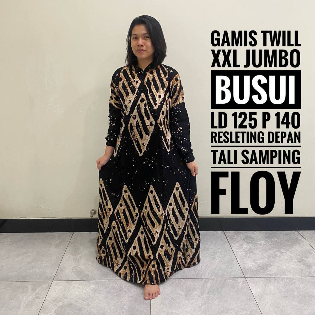Baju Gamis Muslimah Wanita Dewasa Jumbo Ibu Ibu Orang Tua Syari Raya Lebaran Twill Ori Pekalongan Bu