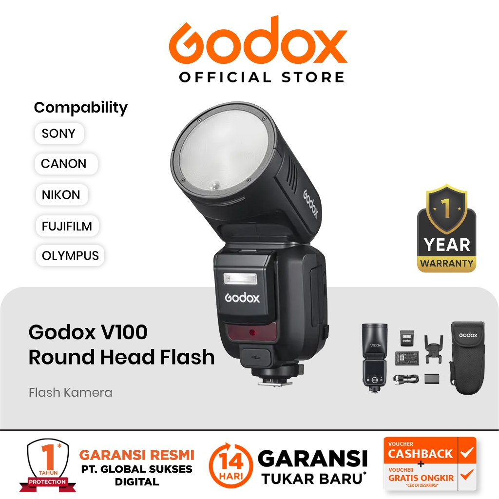 Godox V100 Round Head Flash V-100 Godox Flash