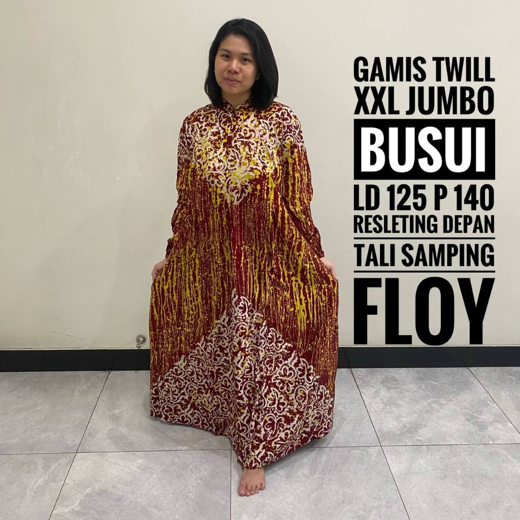 Baju Gamis Muslimah Wanita Dewasa Ibu Ibu Orang Tua Jumbo Busui Friendly Resleting Depan Twill Ori P