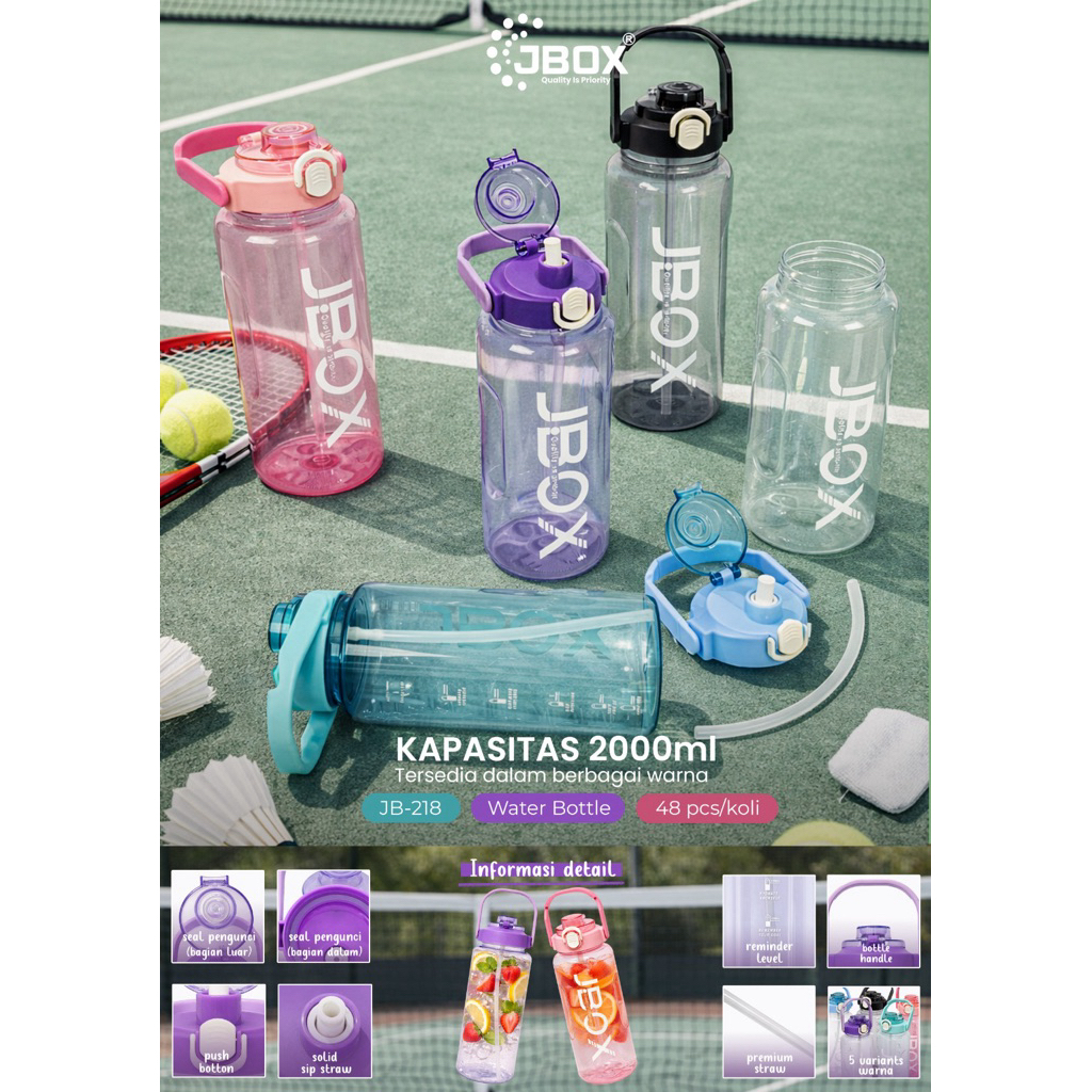 Botol Air Minum JBOX Viral Isi 2000ML - Botol Air Minum 2Liter Bebas BPA Aman Untuk Digunakan Setiap