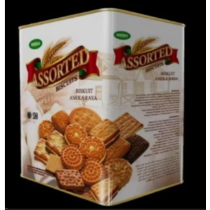 BORNEO Assorted Biscuits Kaleng Segi | Borneo kaleng besar