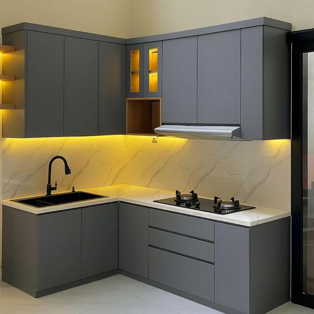Jasa Kitchen Set Minimalis Modern Premium Custom - Lemari Dapur Mewah HPL Anti Rayap / Jasa Interior