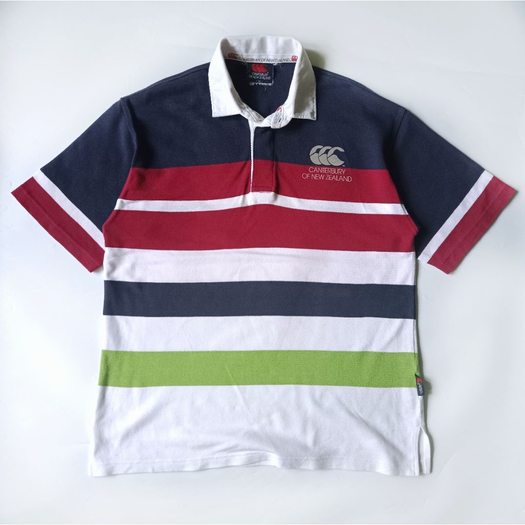 Kaos Polo Shirt Rugby Canterbury Stripe White