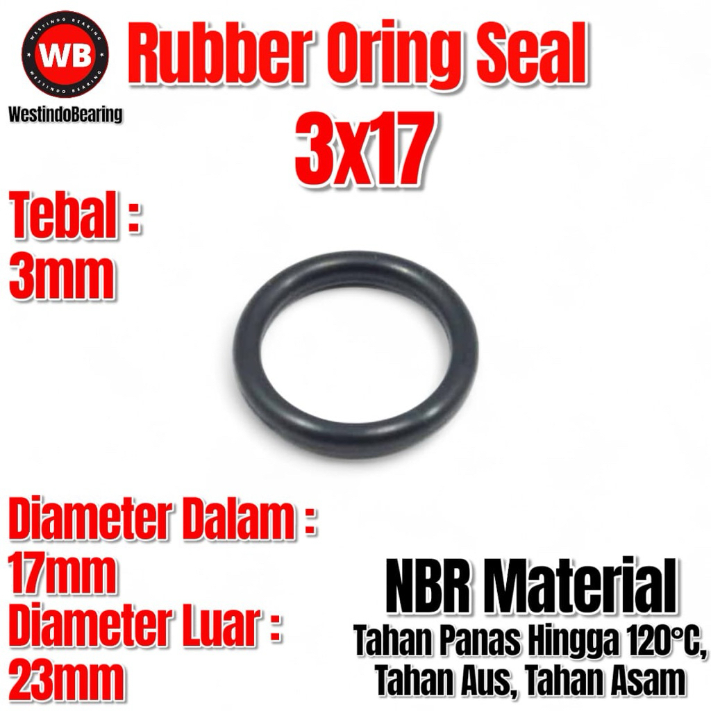 Oring Seal Tebal 3mm 3x17 Karet O Ring NBR