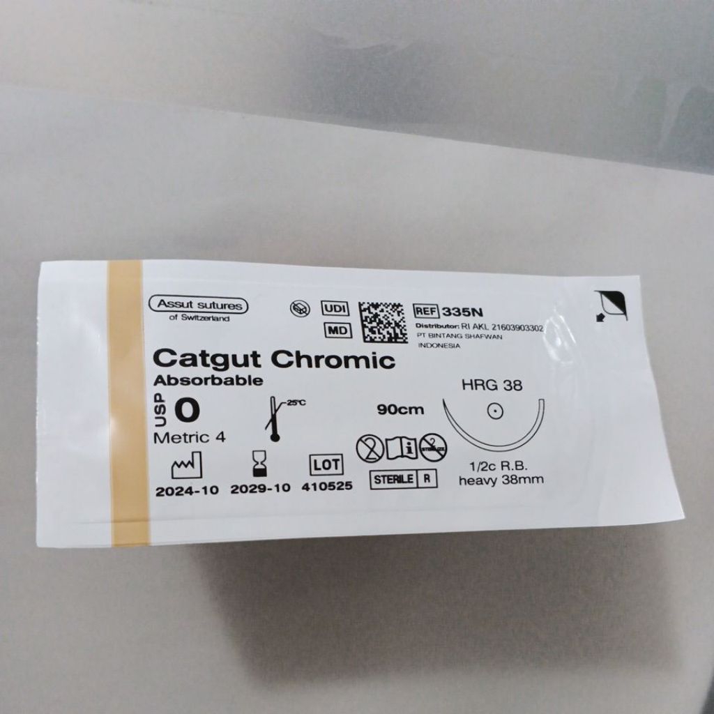Cat gut chromic 0 roundbodied (Cromic, absorbable)