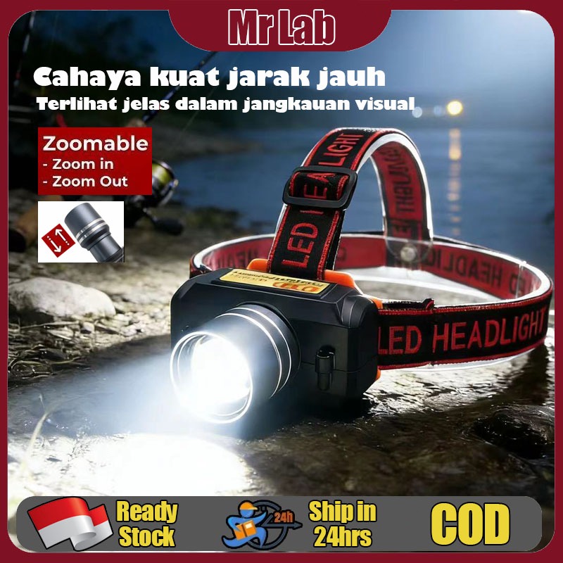 QYD Q128 Head Lamp Super Terang Outdoor Anti Air Waterproof Zoom LED Headlamp Senter Kepala Super Te