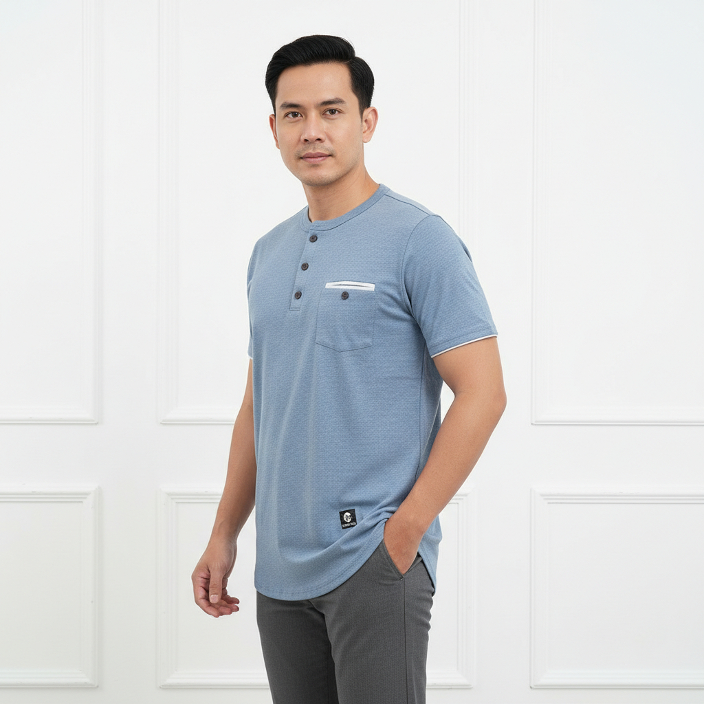 Ereste Koko Haekal Pria Lengan Pendek Biru Muda