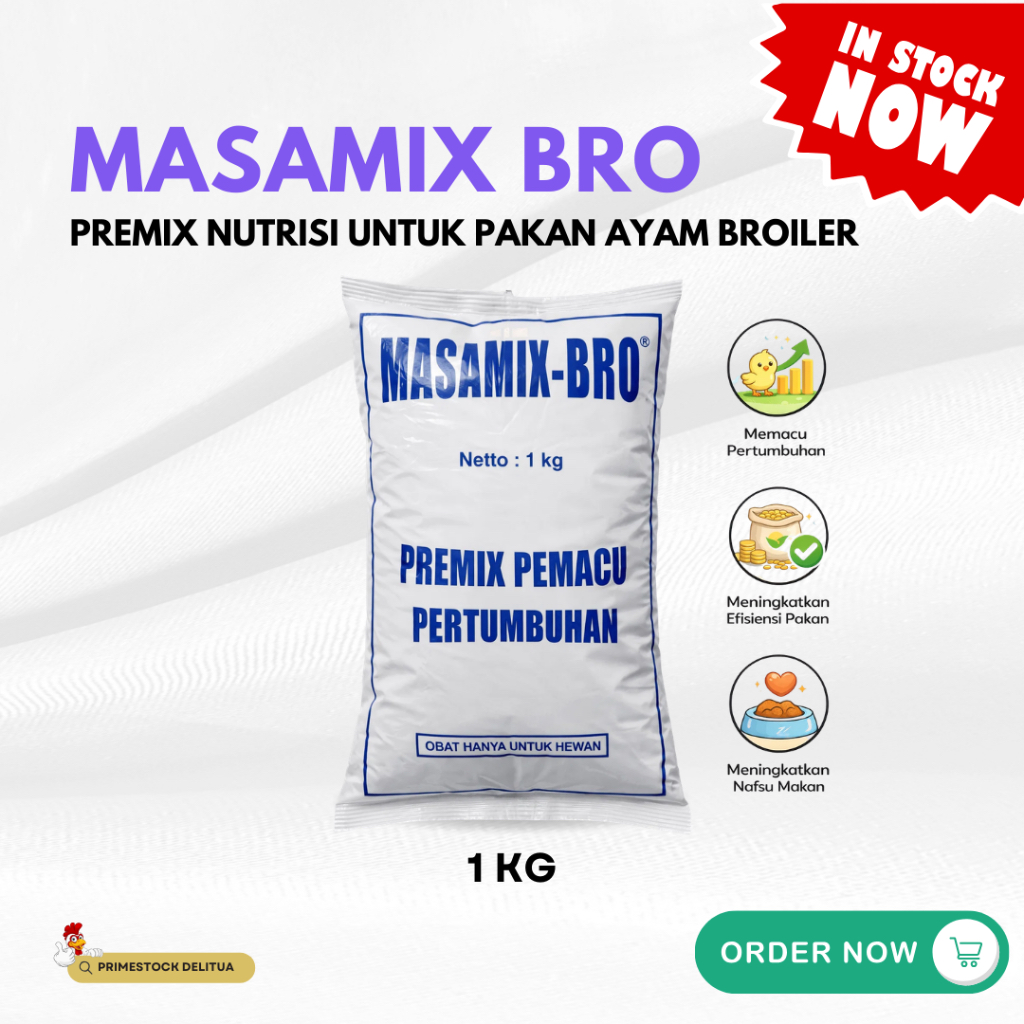 Masamix Bro - Premix Nutrisi Pemacu Pertumbuhan untuk Ayam Pedaging 1KG