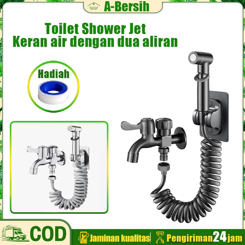 SUS 304 Jet Shower Toilet Hitam Stainless Steel Dual Fungsi Bidet Shower Jet Washer Set Lengkap