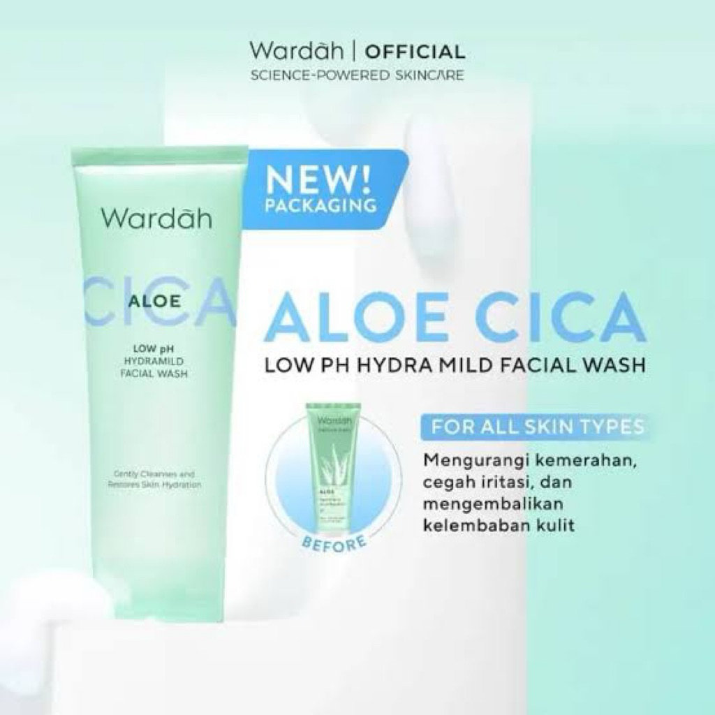 Sabun Cuci Muka Wardah Low pH Hydramild dengan Ekstrak Aloe Vera & Centella Asiatica, Panthenol