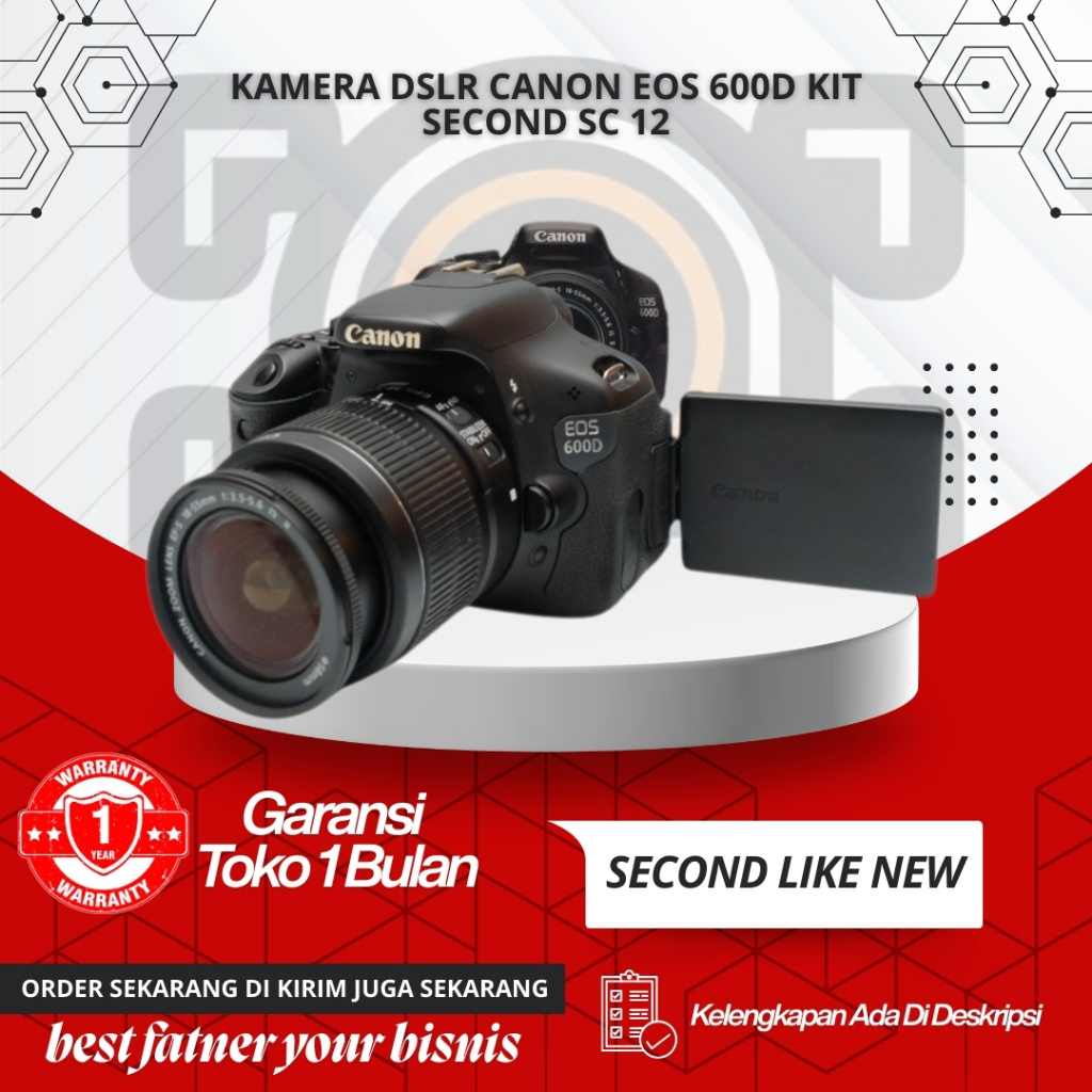 KAMERA DSLR CANON EOS 600D KIT SECOND SC 12 RB TERLARIS