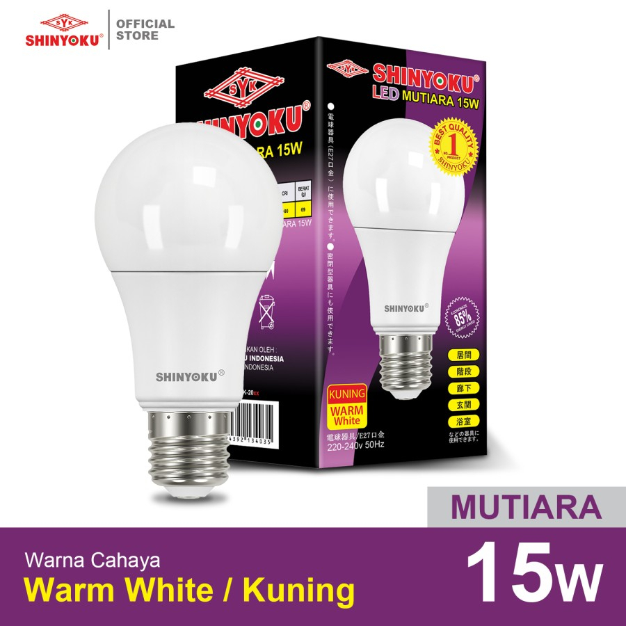 Lampu LED Shinyoku Mutiara 15 Watt Cahaya Kuning