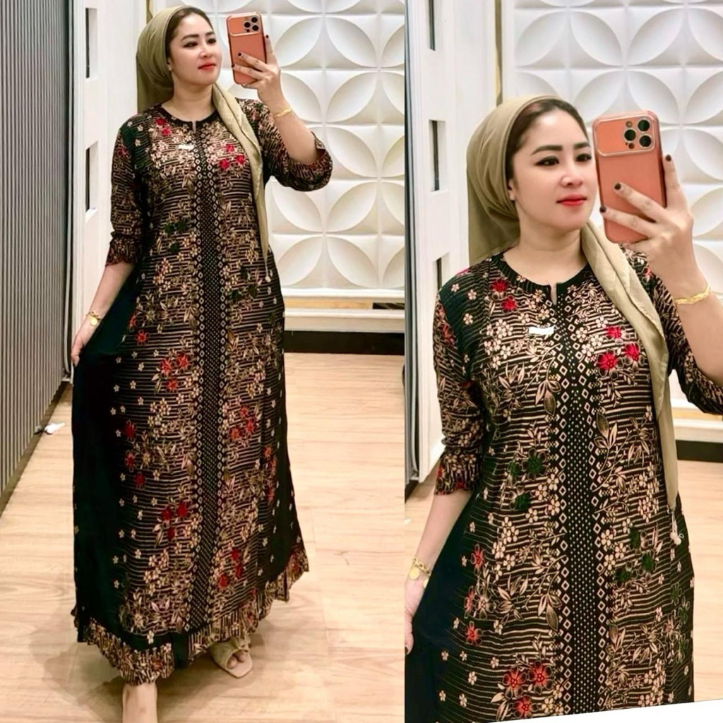 Daster Pompom Lengan Panjang rayon Twil Ld 110 Pb 137