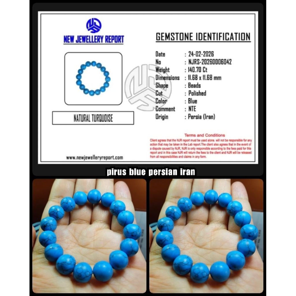 gelang batu pirus super jumbo asli persia + sertifikat lab