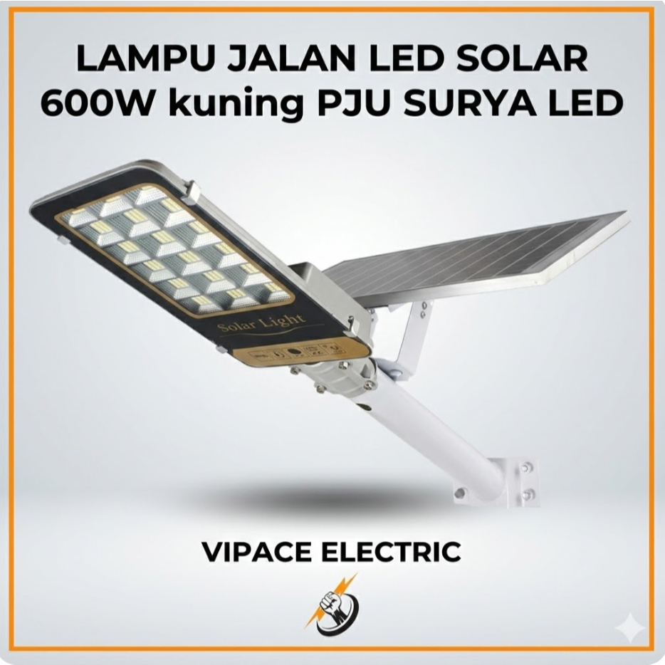 Lampu Jalan PJU Solar Cell 600 Watt LED Tenaga Surya - PJU 600W Kuning / Putih