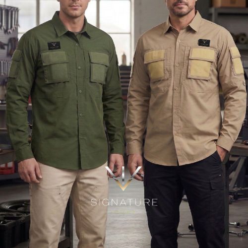 Kemeja Pria Lengan Panjang  Premium Banyak Kantong Stylish | WIN SIGNATURE