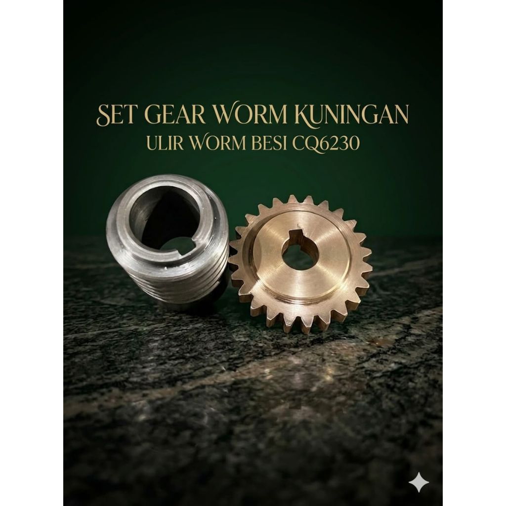 roda gigi worm kuningan dan ulir worm besi,untuk otomatis mesin bubut tipe cq6230 ( set ulir dan gig